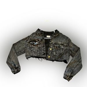 BLACK DENIM CROP JACKET